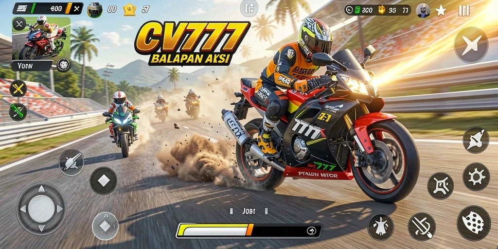 Tampilan aksi balapan motor yang mendebarkan di CV777.