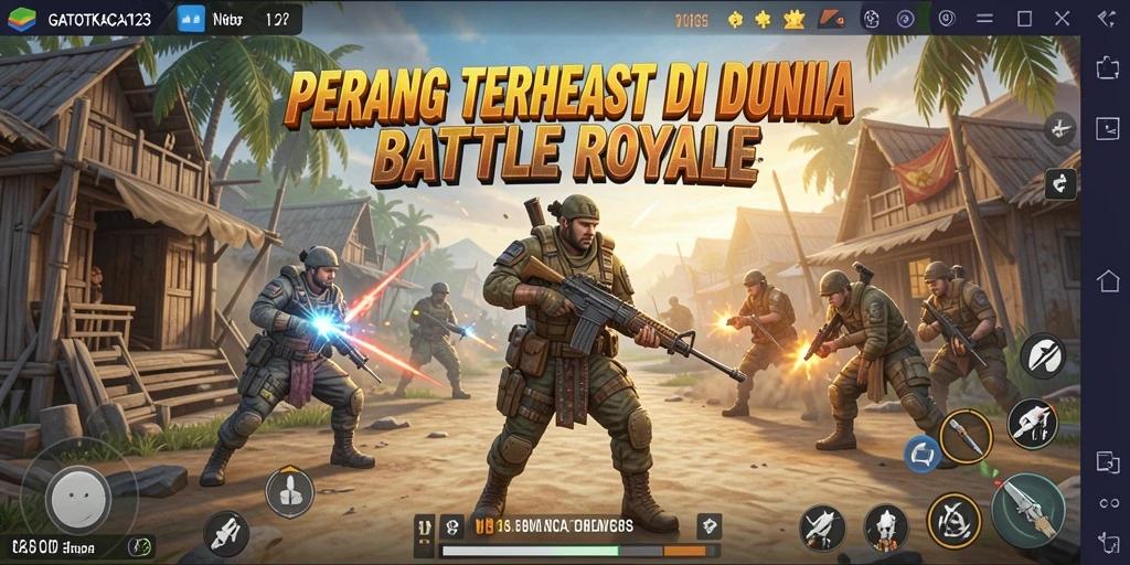 Tampilan gameplay seru GATOTKACA123 dalam aksi Battle Royale.