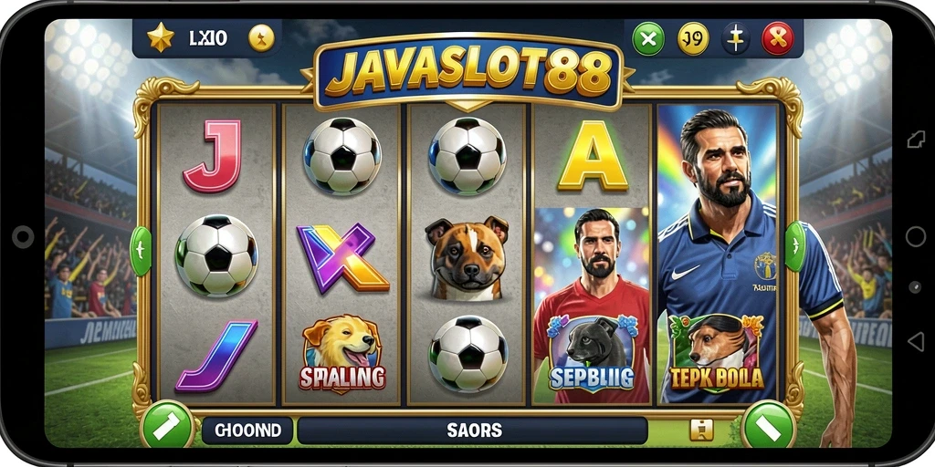 Tampilan mendebarkan dari gameplay JAVASLOT88 yang berkaitan dengan sepak bola.